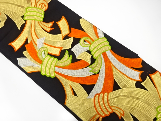 アンティーク　束ね熨斗模様織出し袋帯（着用可）